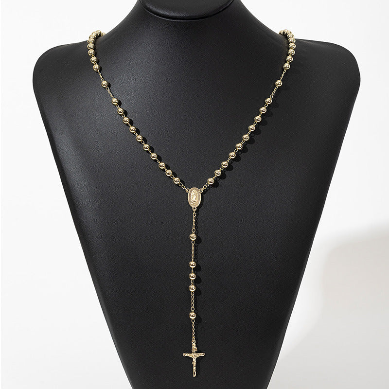 TULE™ | Gold Virgin Mary Rosary Necklace 6mm