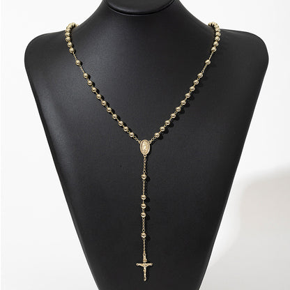 TULE™ | Gold Virgin Mary Rosary Necklace 6mm