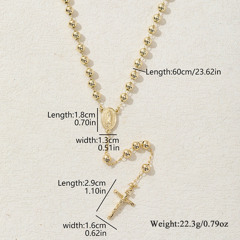 TULE™ | Gold Virgin Mary Rosary Necklace 6mm