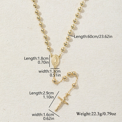 TULE™ | Gold Virgin Mary Rosary Necklace 6mm