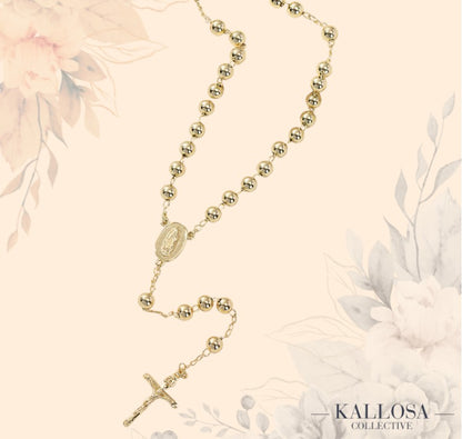 TULE™ | Gold Virgin Mary Rosary Necklace 6mm