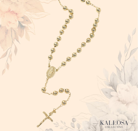 TULE™ | Gold Virgin Mary Rosary Necklace 6mm