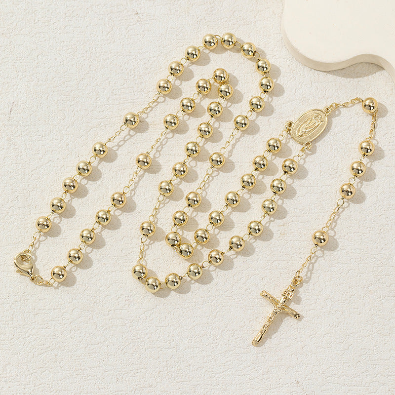 TULE™ | Gold Virgin Mary Rosary Necklace 6mm
